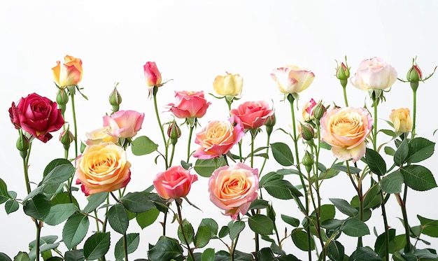 Photo a bouquet of roses with a white background