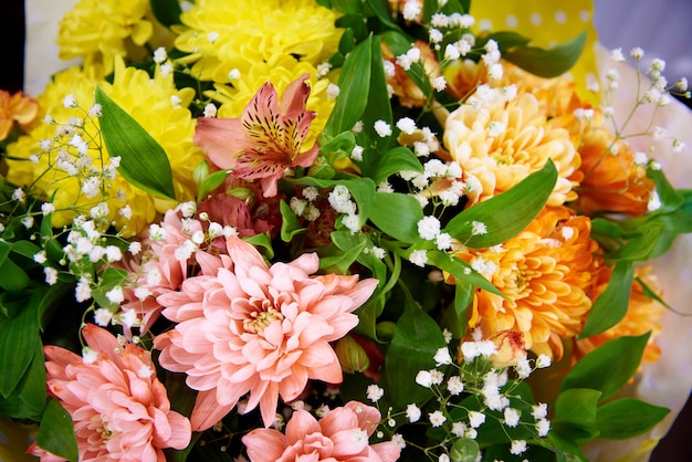 A bouquet of spring flowers close-up.