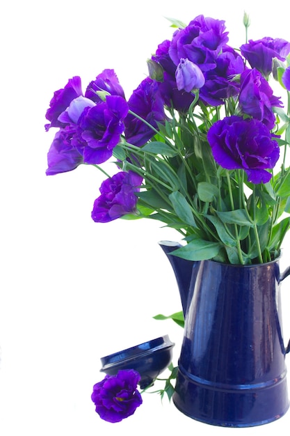 Bouquet of violet eustoma flowers