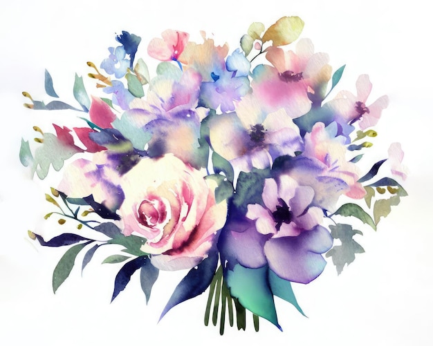 Bouquet of watercolor flowers