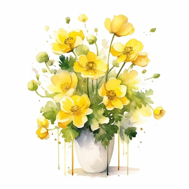 A bouquet of yellow flowers in a vase