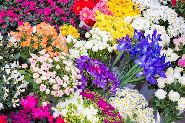 Bouquets of flowers at the Turkey Izmir Flower market