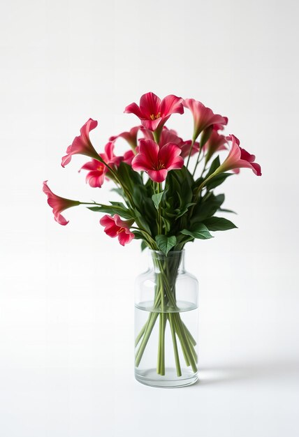 Bouvardia flower vase on white background