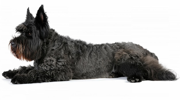 Bouvier des Flandres Dog on White Background