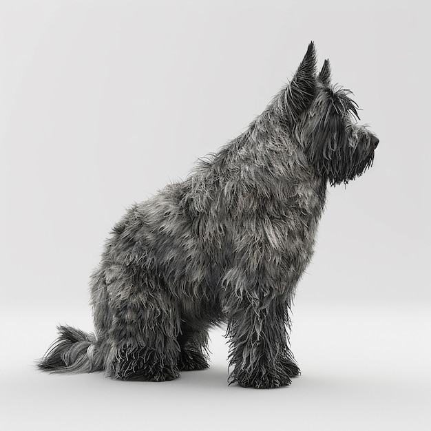 Bouvier des Flandres Dog on White Background