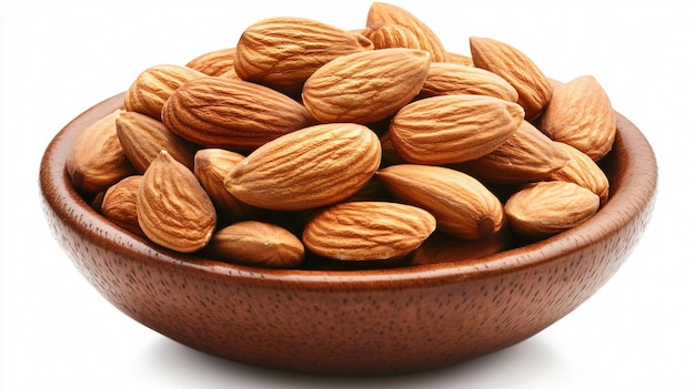 Bowl of Almond Nuts Isolated on White Background