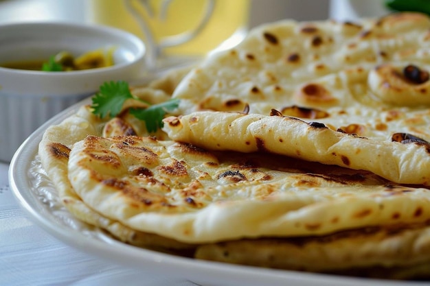 Bowl of aloo paratha with potato stuffed bread