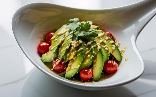 a bowl of avocados with avocados and avocados