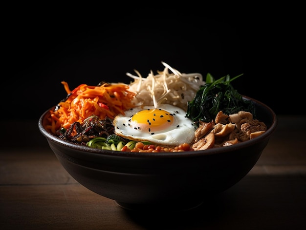 A bowl of bimbimbap korean food illustration