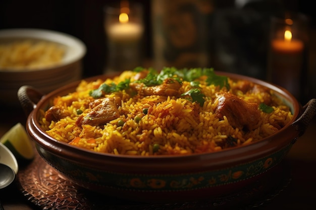 A bowl of biryani