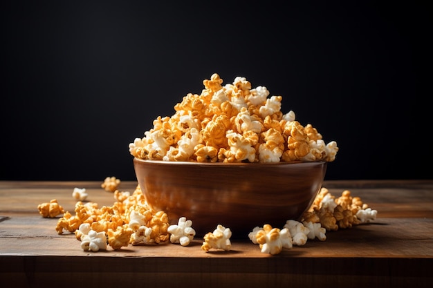 Bowl Caramel Popcorn Table