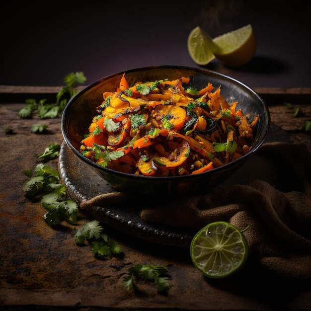 A bowl of carrots with cilantro on a table