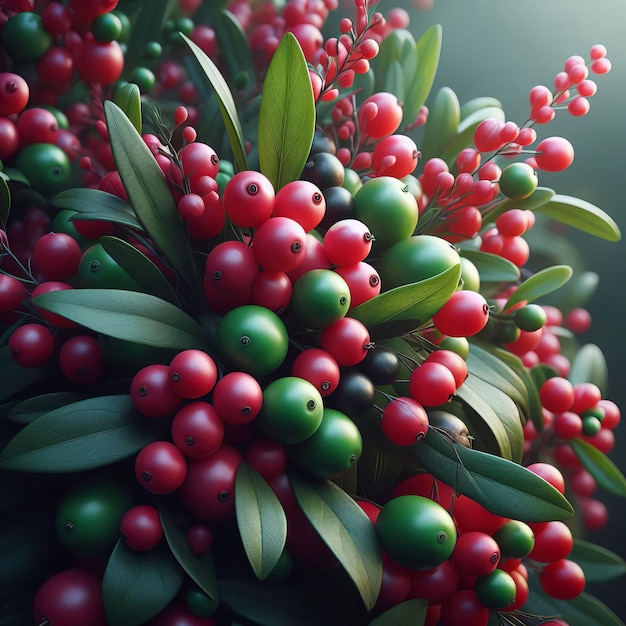 a bowl of cherries with a jar of berries on the table