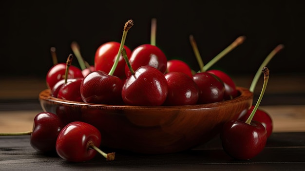 A bowl of cherries with the word cherries on it