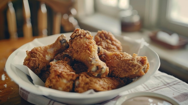 Photo a bowl of chicken wings with blueberries on the side