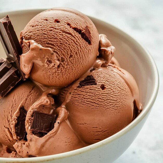 a bowl of chocolate ice cream with chocolate ice cream in it