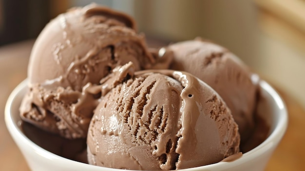 a bowl of chocolate ice cream with a spoon in it