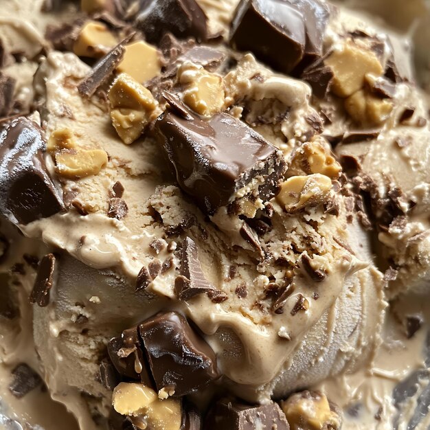 Photo a bowl of chocolate and peanut butter ice cream with nuts and nuts