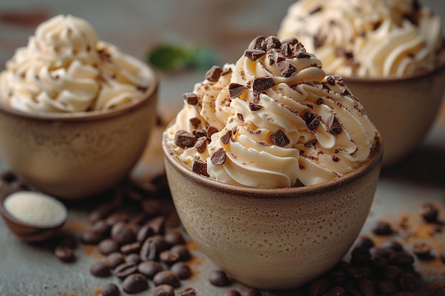 a bowl of coffee with chocolate and caramel on it