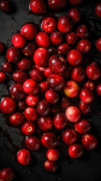 A bowl of cranberries with the word cranberries on it