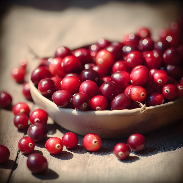 A bowl of cranberries with the word cranberries on it