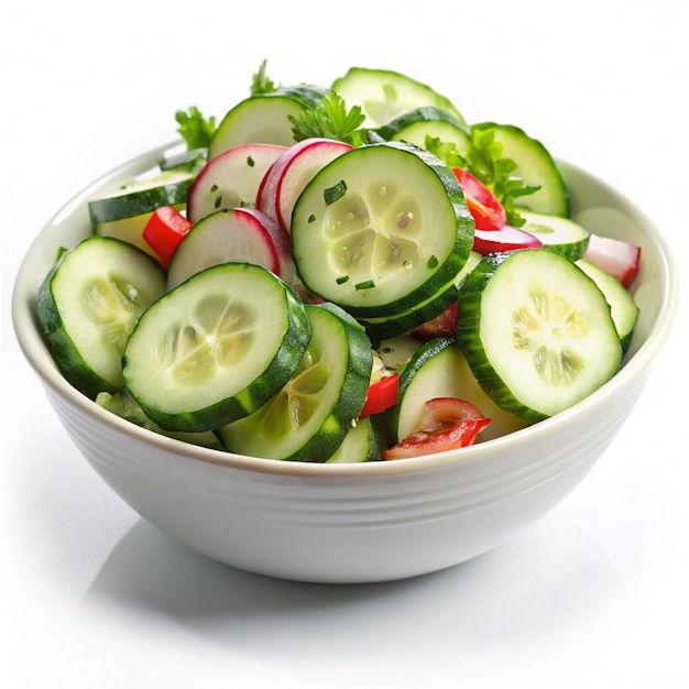 Photo a bowl of cucumber cucumber and tomatoes