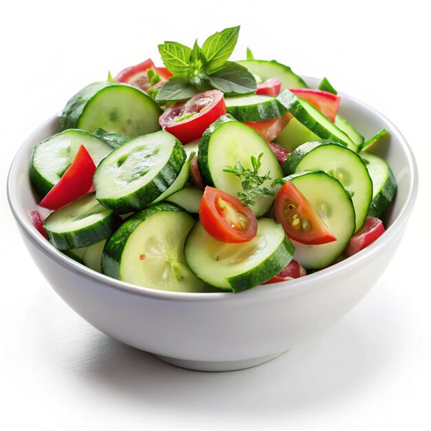 Photo a bowl of cucumbers tomatoes and cucumber