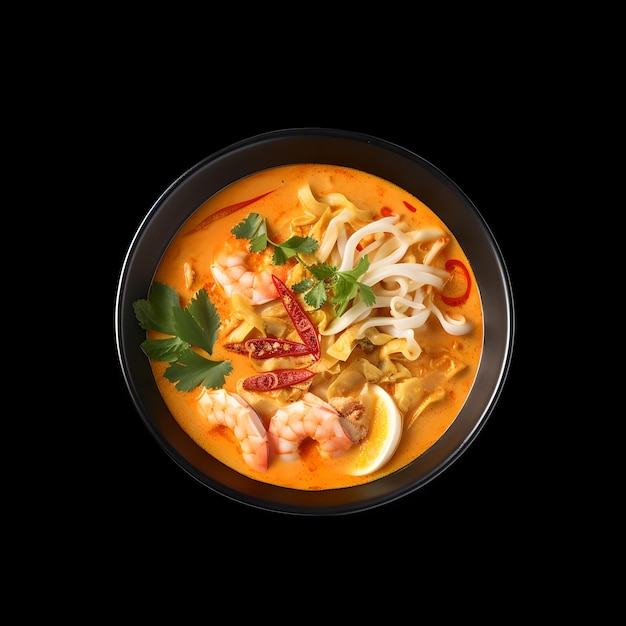 A bowl of curry noodle soup