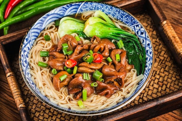 A bowl of delicious large intestine noodles,