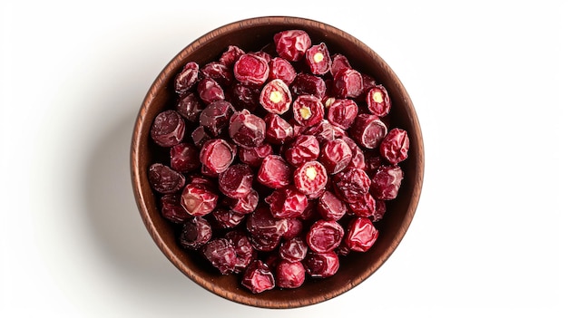 Bowl of dried delicious silverberries placed