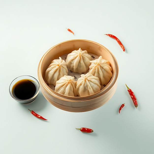 Photo a bowl of dumplings with some other food on a table