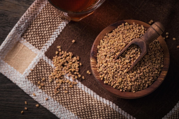 Bowl of fenugreek dry seeds