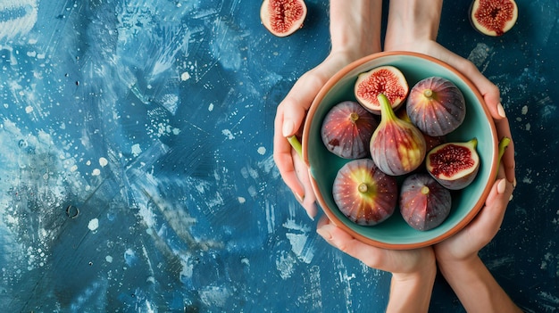 Photo a bowl of figs has a fig on it