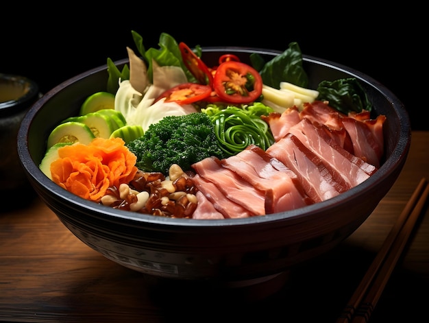 Bowl Of Food Photography Sliced Vegetables And Meat