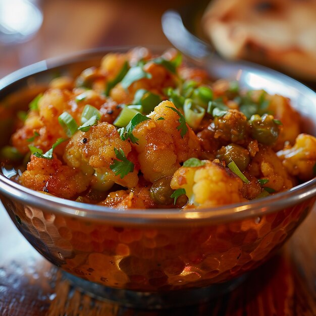 Photo a bowl of food that has meat and vegetables in it