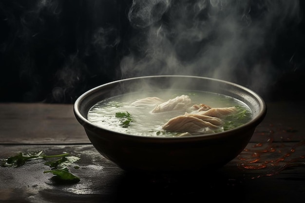 Photo a bowl of food with a bowl of food on the table