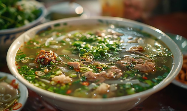 Photo a bowl of food with a bowl of food with a bowl of food in it