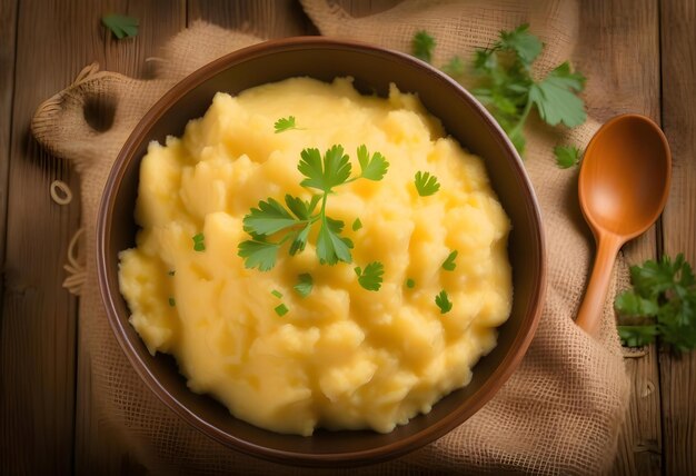 Photo a bowl of food with a bowl of mashed potatoes and a spoon