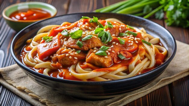 Photo a bowl of food with meat and vegetables and meat