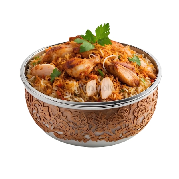 a bowl of food with rice and chicken on it