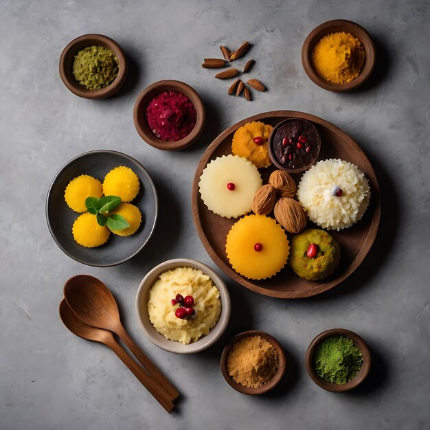 Photo a bowl of food with a spoon and a spoon on it