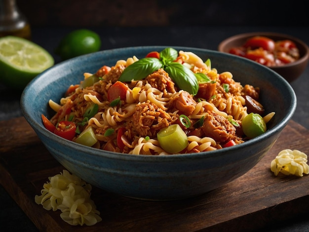 a bowl of food with a variety of vegetables and meat