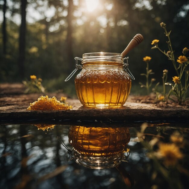 Photo a bowl of fresh fruit drizzled with honey a healthy and delicious snack