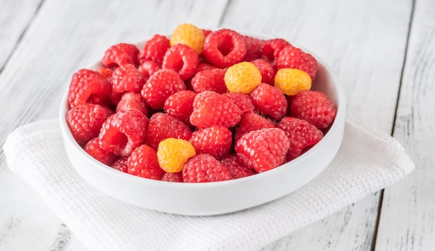 Bowl of fresh raspberries