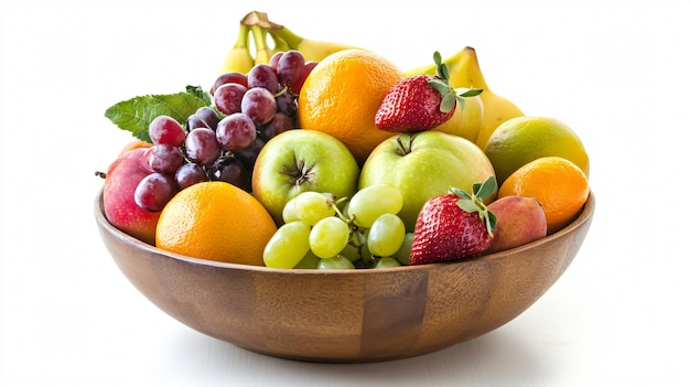 Bowl of Fresh Ripe Fruits on Wooden Table