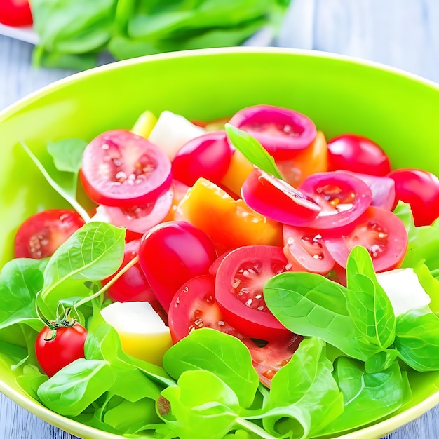 Photo a bowl of fresh vegetables including tomatoes tomatoes and basil