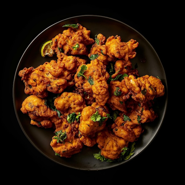 a bowl of fried chicken with green onions and parsley