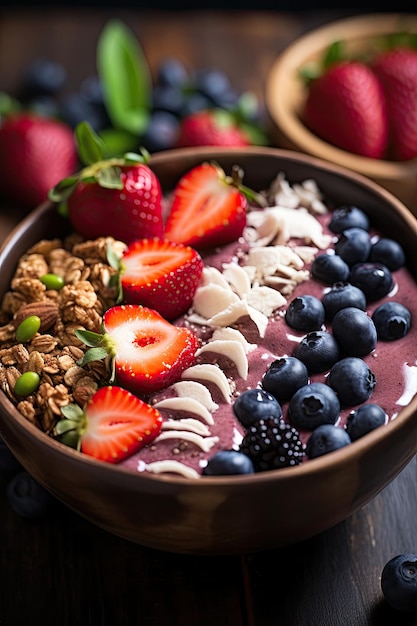 a bowl of fruit and cereal