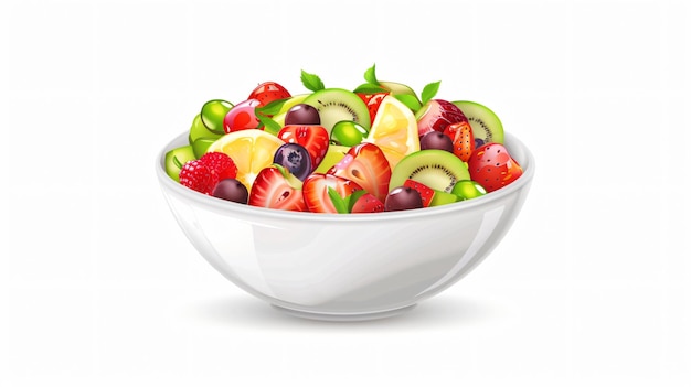 Photo a bowl of fruit including strawberries kiwi and kiwi