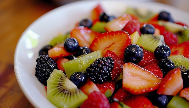 a bowl of fruit including strawberries kiwi and kiwi